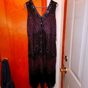 Unique Vintage Purple Fringe Flapper Dress